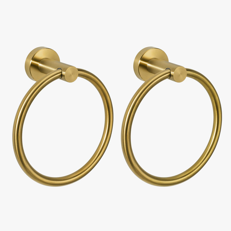 2 Pack #304 Stainless Steel Towel Ring,Round Design,Brushed Gold Color Brushed Gold 6.9 Inches 2
