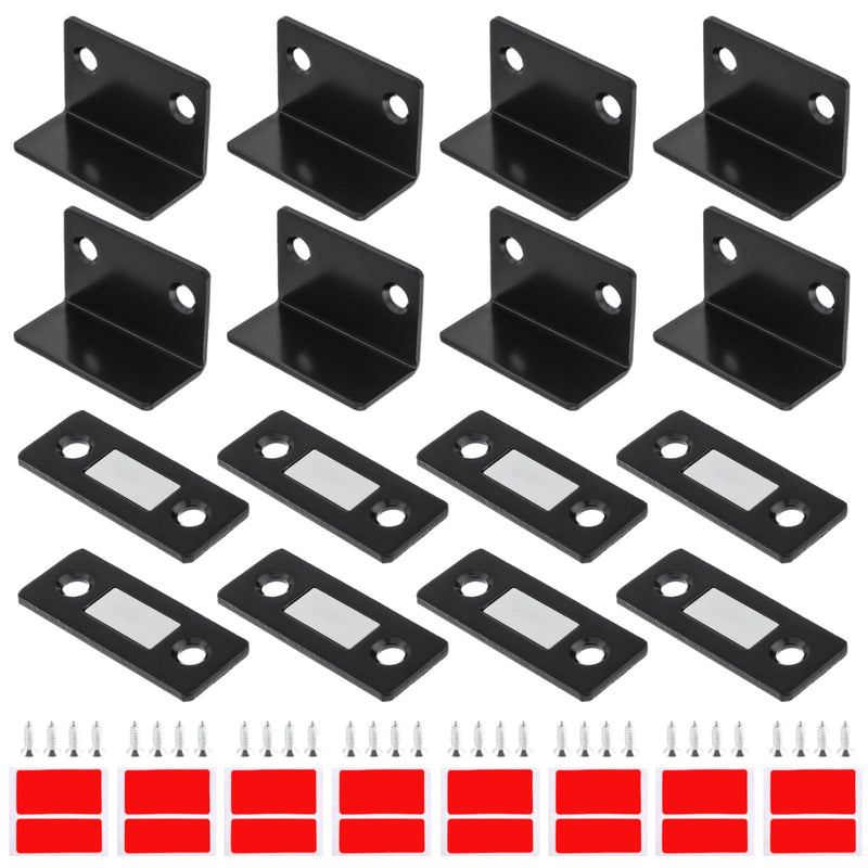 Cabinet Magnetic Catch L-Shaped 16 Pack Ultra Thin Drawer Magnet Closures | 3.3mm,Drawer Magnet Adhesive Cabinets Latch for Kitchen Wardrobe Closet Door Black