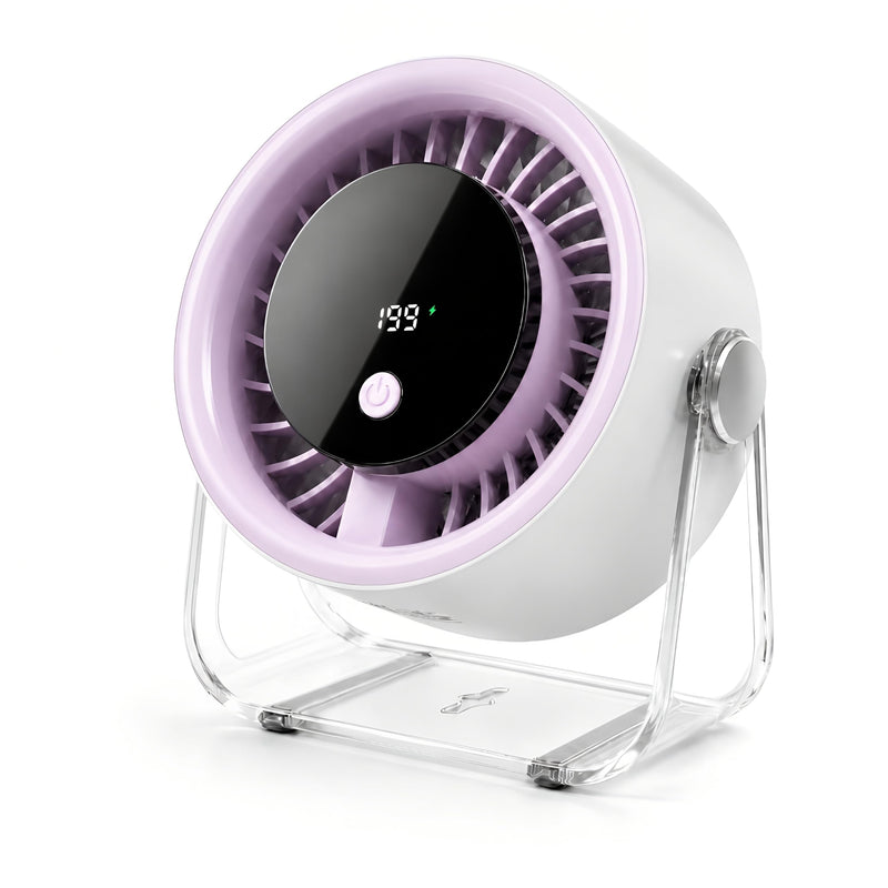 Coolking Small Desk Fan Quiet, 199 Speeds Battery Operated Rechargeable Fan Purple