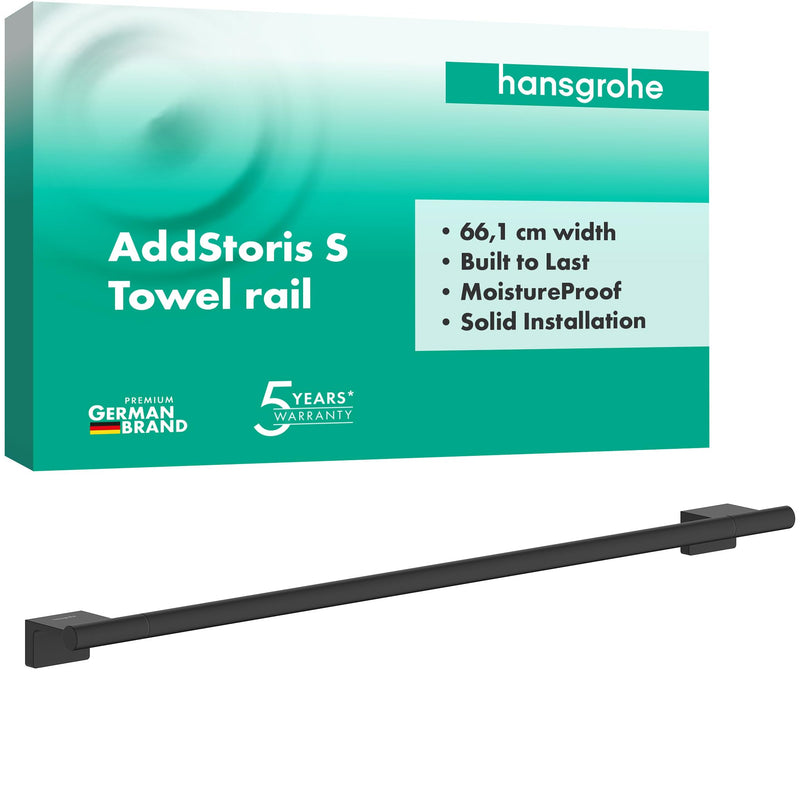hansgrohe AddStoris S Modern Towel Bar, 24" in Matte Black, 41767670
