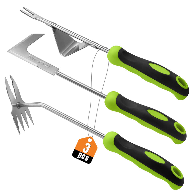 Weed Puller Kit, Crack Weeder Crevice Weeding Tool, Stainless Steel L-Shaped Hand Weeder Tool, Portable Manual Weed Puller Tool for Garden, Patio Lawn, Planting Weeding - 3 Pack 3-PCS