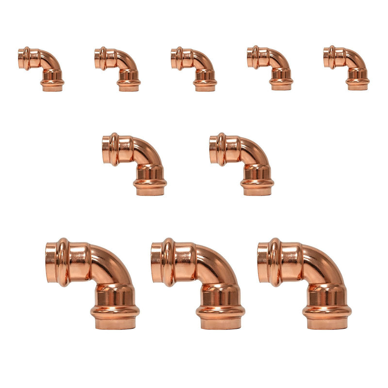 10Pcs EFIELD 3/4"Copper Press 90 Degree Short Radius Elbow(PRESS459-10-10) 10 3/4" x 3/4"