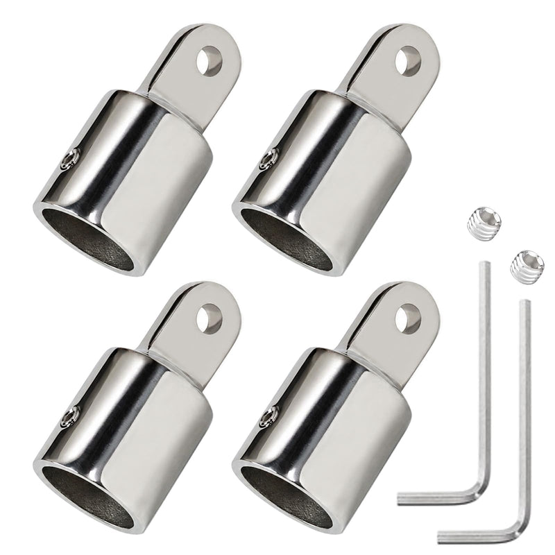Bimini Top Eye End Cap Kit 7/8" & 1", 316 Stainless Steel Marine Boat Hardware, 4PCS Heavy Duty Bimini Fittings, Replacement Parts with Allen Wrench & Extra Set Screws ‎1 inch