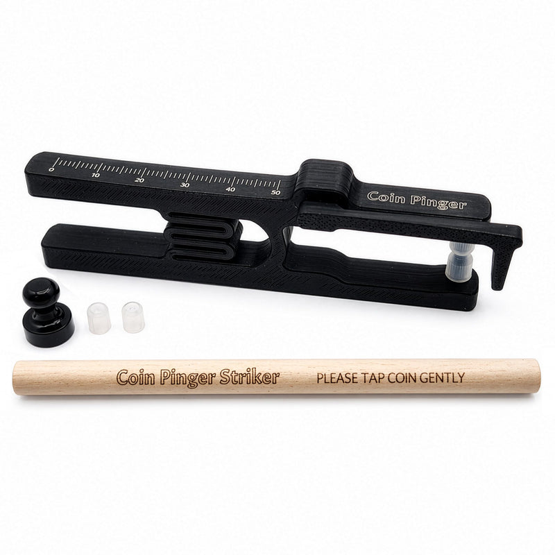 Coin Pinger Deluxe Kit, Acoustic Silver & Gold Ping Test for Coins or Bullion, Pocket Ping Test with Built-in Striker & Rare Earth Magnet