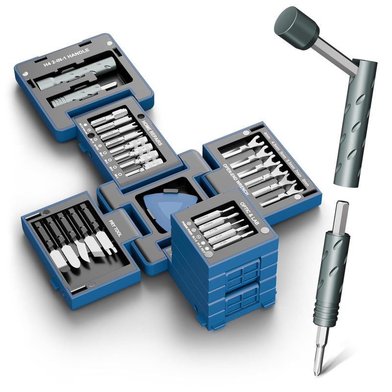 STREBITO Precision Screwdriver Set for Electronics Repair 55 in 1 (Blue) | Compact Repair Tool Kit with Precision Screwdriver, Mini Wrenches, Pry Tools and 36 CRV Bits for Computer, Laptop, Eyeglass Blue