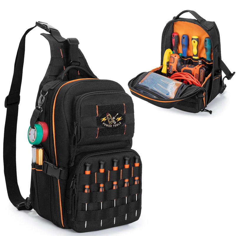 Tactical HVAC Tool Bag, Electrician Chest Tool Pouch | Wear-Resistant Fabric, Wide-Opening, Top Handle & Shoulder Strap, Small Tool Organizer for Maintenance Repair and Technicians