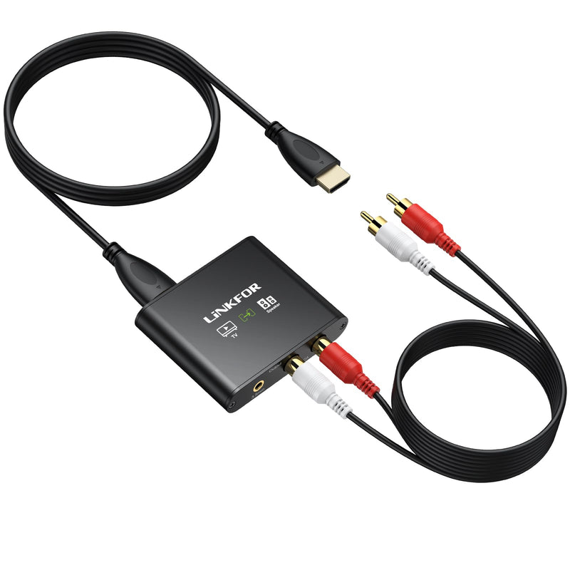 LiNKFOR 192KHz HDMI eARC/ARC Audio Extractor, HDMI to RCA & 3.5mm Converter, Supports Simultaneous Output & TV Remote Volume Control (CEC), for Smart TV to Amplifier, Active Speaker, Headphone