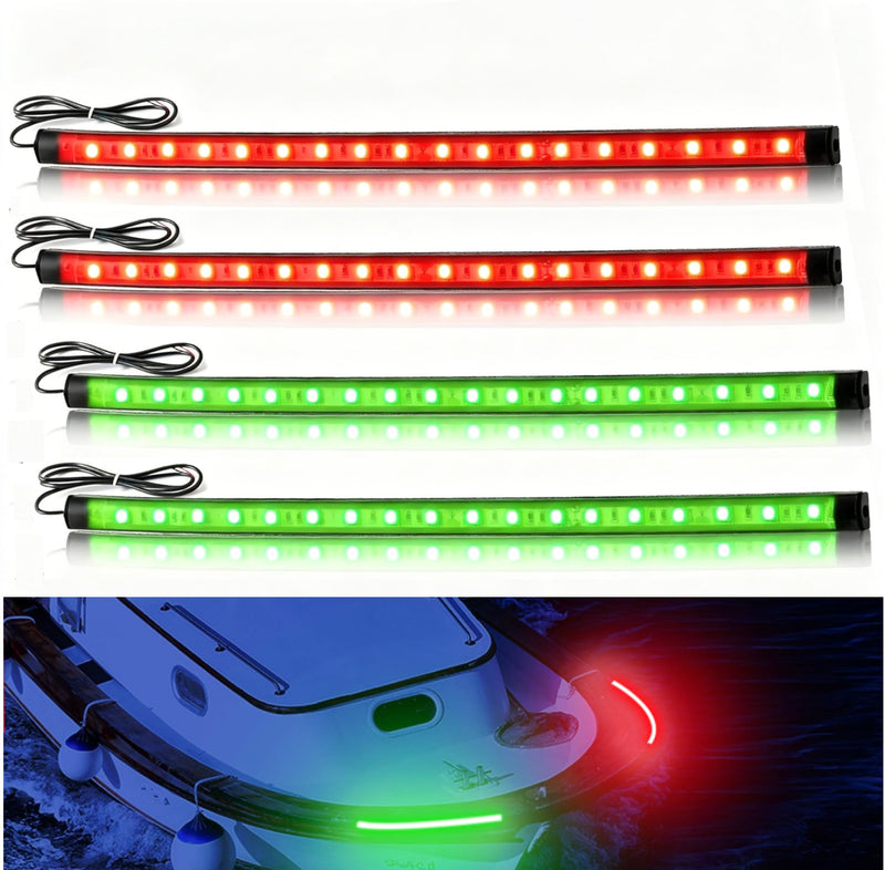 LED Navigation Lights for Boats - Red Green Marine Bow Sidelights, IP67 Waterproof for Kayak, Sailboat, Yacht Night Fishing & Boating (2 Red and 2 Green) 2 red and 2 green