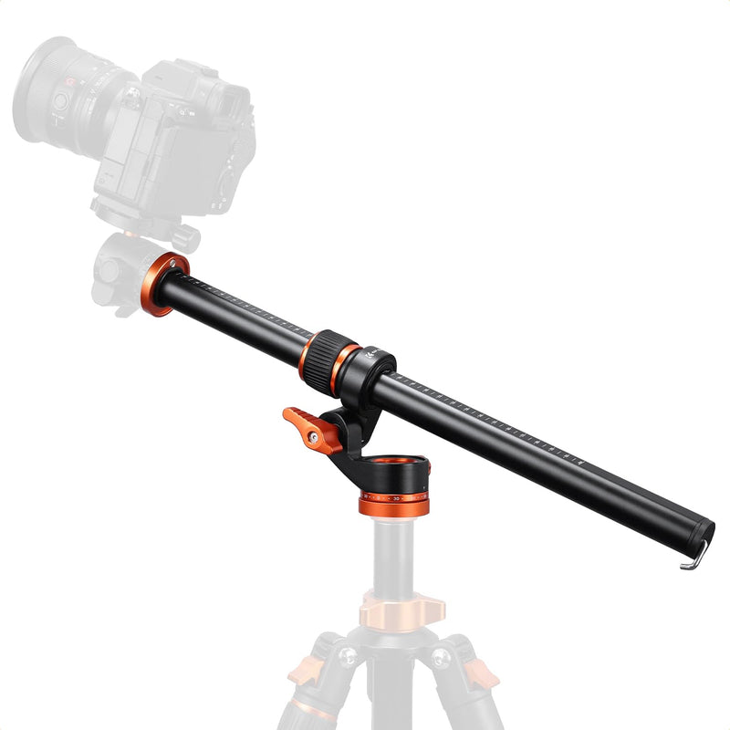 K&F Concept 16.1” Horizontal Tripod Center Column Arm, Aluminum Alloy 360° Rotatable & 180° Tilt for Overhead Macro Photography, D-Shaped Tube Anti-Twist, Load up to 11lbs