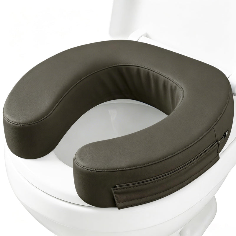 3-Inch Padded Raised Toilet Seat Cushion for Seniors | Firm High-Density Foam Toilet Seat Riser with Waterproof Cover, Fits Standard Toilets (Space Gray) Space Gray 3 inches