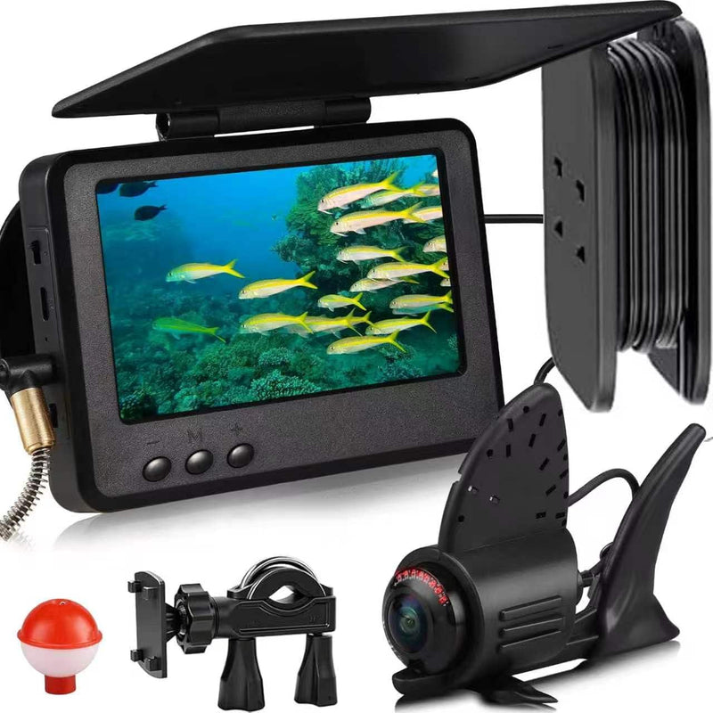 𝟮𝟬𝟮𝟲 𝗡𝗘𝗪 Underwater Fishing Camera HD1080P 4.3'' IPS w/ 5000mAh, [30°~150° Angle Fin] Ice Fishing Camera Underwater Portable Fish Finder Fishing Gift for Men, IR, Boat and Kayak Fishing, 65FT Black