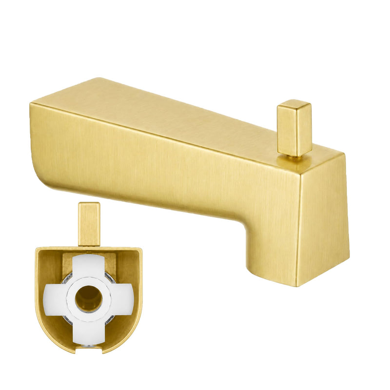 Kedra 7" Diverter Tub Spout, Slip-On Gold Tub Spout with Diverter Brushed Gold