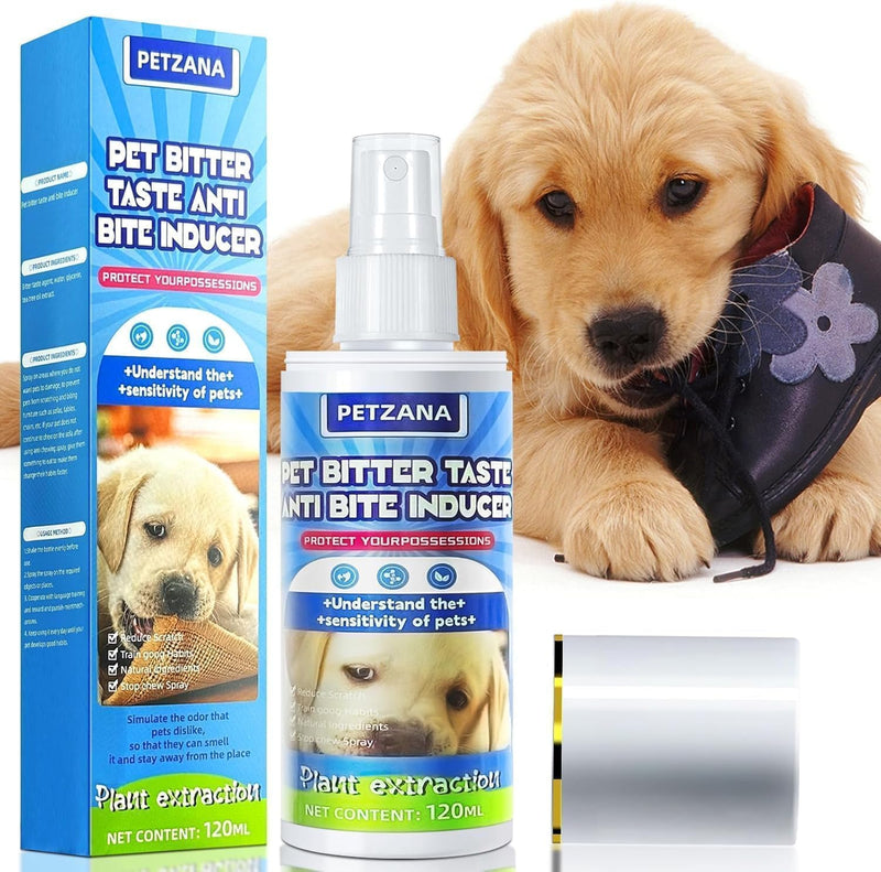 Bitter Apple Dog Spray, Anti Chew Deterrent for Dogs with Natural Citrus & Rosemary, Helps Protect Furniture, Shoes, Plants & Bandages from Chewing and Licking, 120ml