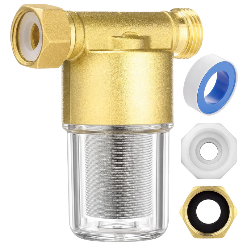 Gerrii 1 Pack Brass Washing Machine Water Filter Reusable, Gold