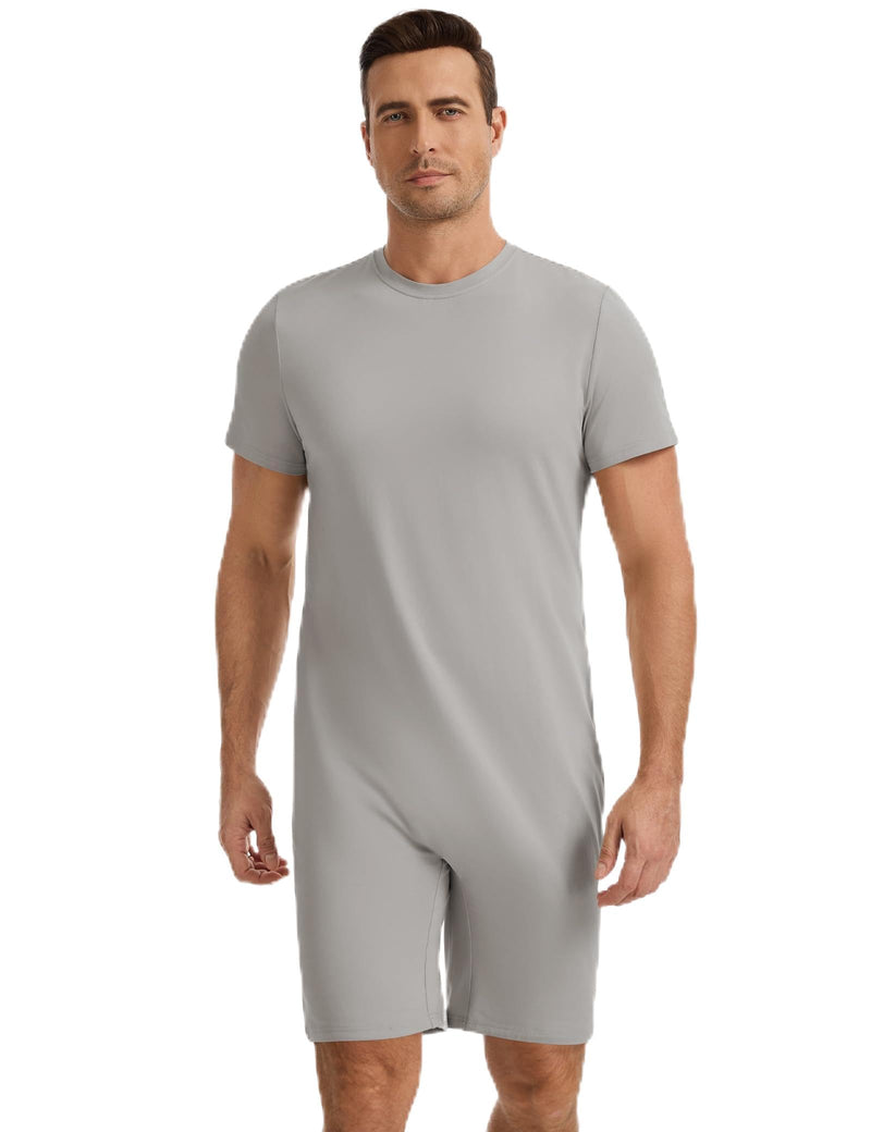 Men's Adaptive Anti-Strip Jumpsuit for Autism & SPD–Sensory Romper,Special Needs Onesie with Back YKK Zipper Medium Grey