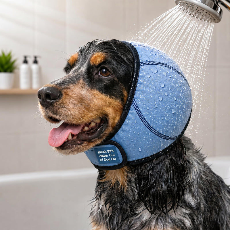 HOFi Waterproof Dog Ear-Covers for Bath: Block 99% of Water from Dog Ears