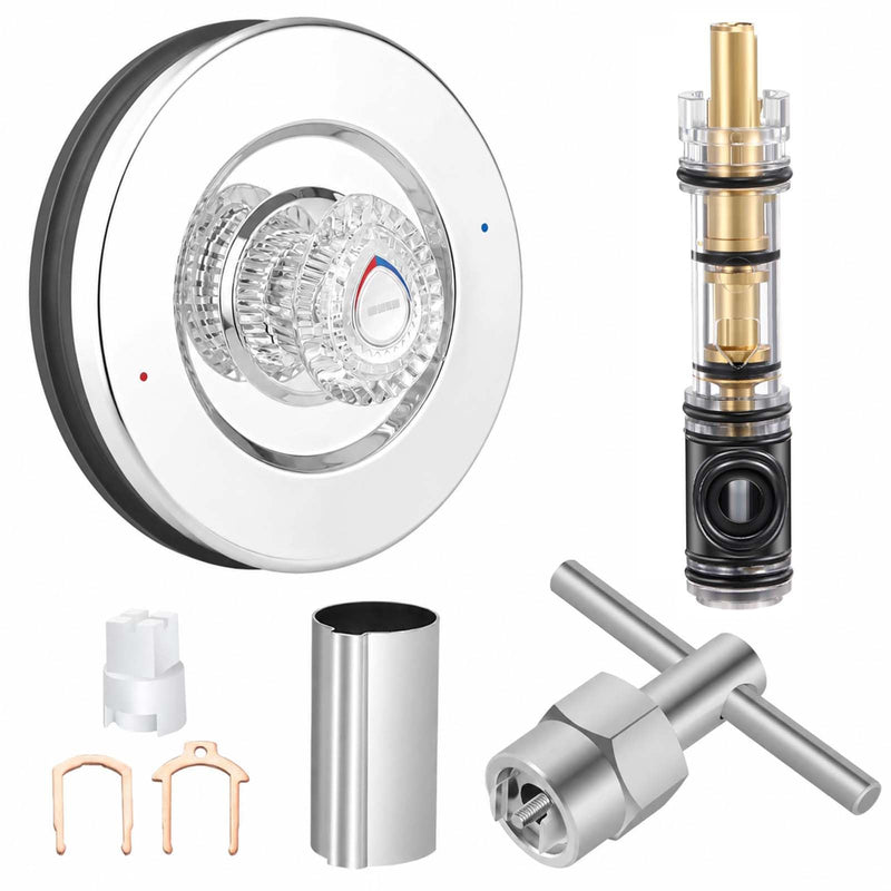 Shower Trim Kit,Compatible with Moen T470 Chateau Shower Trim Kit for 1225 Trim Kit,With 1225 Replacement Cartridge,104421 Removal Tool,Escutcheon,Tubes,Shower handle and Screws,Chorme