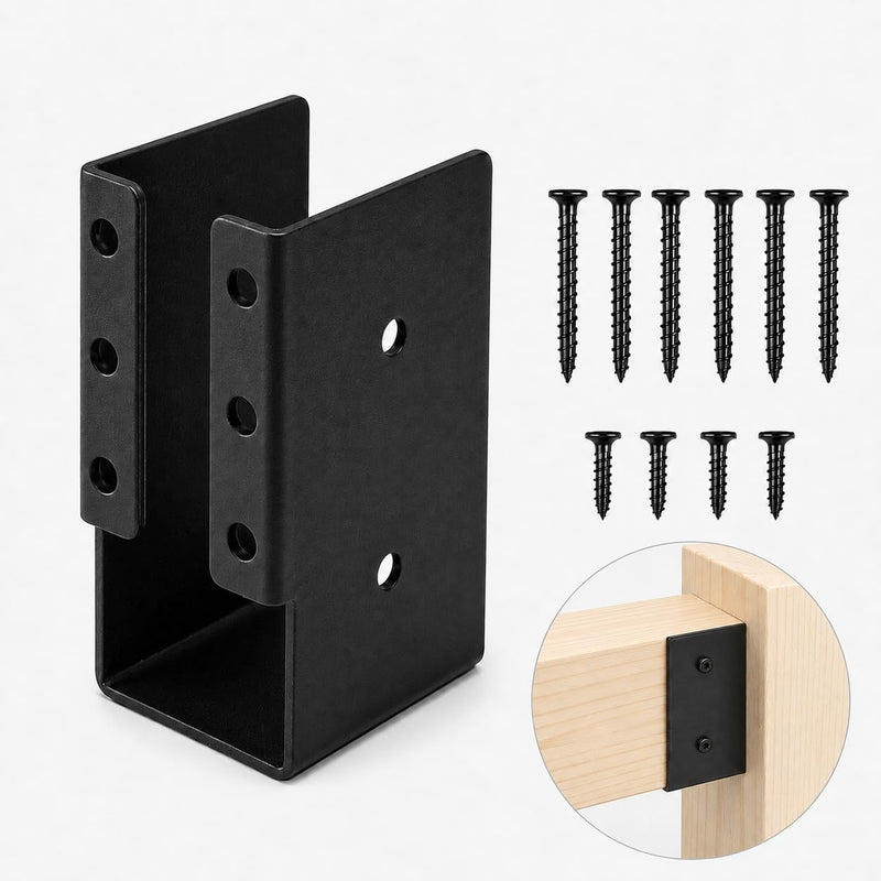 (40PCS) Concealed Joist Hangers 2"x4" Outdoor Hidden Flange Bracket, Q235B Heavy Duty Steel Powder Coated Joist Support, Rustproof Deck Beam Railing Bracket for Pergola, Swing, Handrail, Fence 40PCS