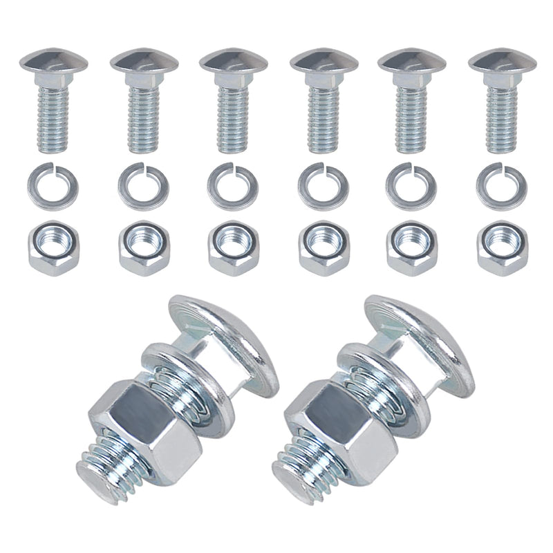 Chrome Bumper Bolts Kit Carriage Bolts Compatible with Ford F-Series Trucks 7/16-14x1-1/4 – Capped Round Head Hardware with Hex Nuts & Lock Washers for Ford Trucks Front Rear Bumper (8PCS) 8PCS