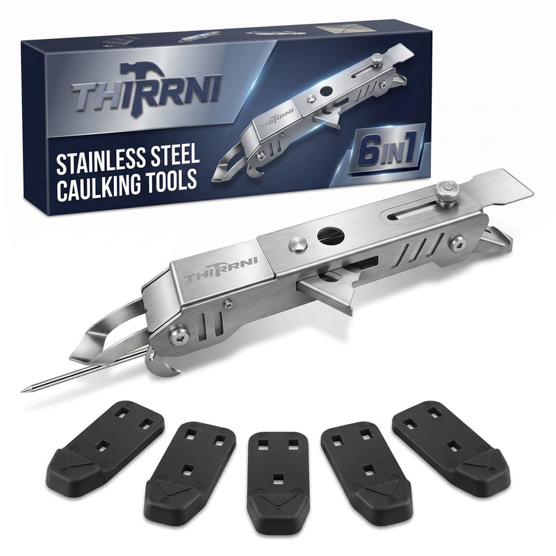 Caulking Tool Kit Caulk Remover Tool 6 in 1 Stainless Steel ‎platinum
