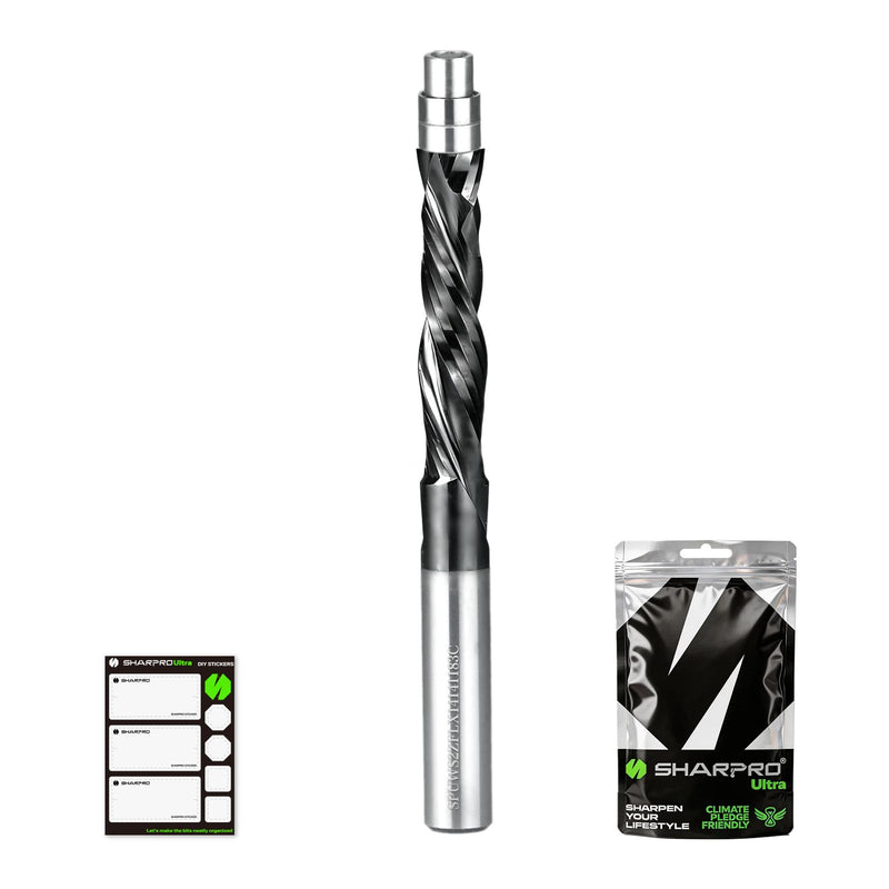 Flush Trim Router Bit with Bottom Bearing 1/4" Shank Compression Spiral Flush Cut Bit for Woodworking, Pattern Trimming, Laminate, CNC and Handheld Router