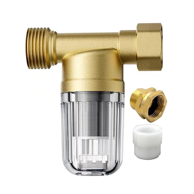 YH02 50 Micron Reusable Brass Washer Water Filter, Compact Washing Machine Water Filter System, for Washing Machine, Shower, Camping, Travel, Anti Scale Portable Sediment Filter