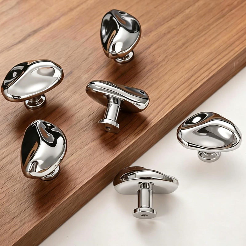 Solid Polished Chrome Cabinet Knobs Silver Drawer Pull Zinc Hardware Handle | Modern Cupboard Knob for Kitchen Dresser Bathroom Furniture Unique Home Decor Housewarming Gift Pack of 6 6 Pack