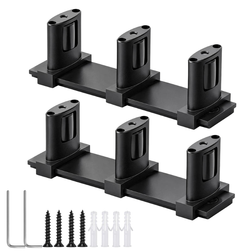 2-Pack Sliding Closet Door Floor Guide | Adjustable 3-Roller Floor Guide with Anti-Jump Design for Closet, Barn & Bypass Doors. No Floor Groove Required Black 2