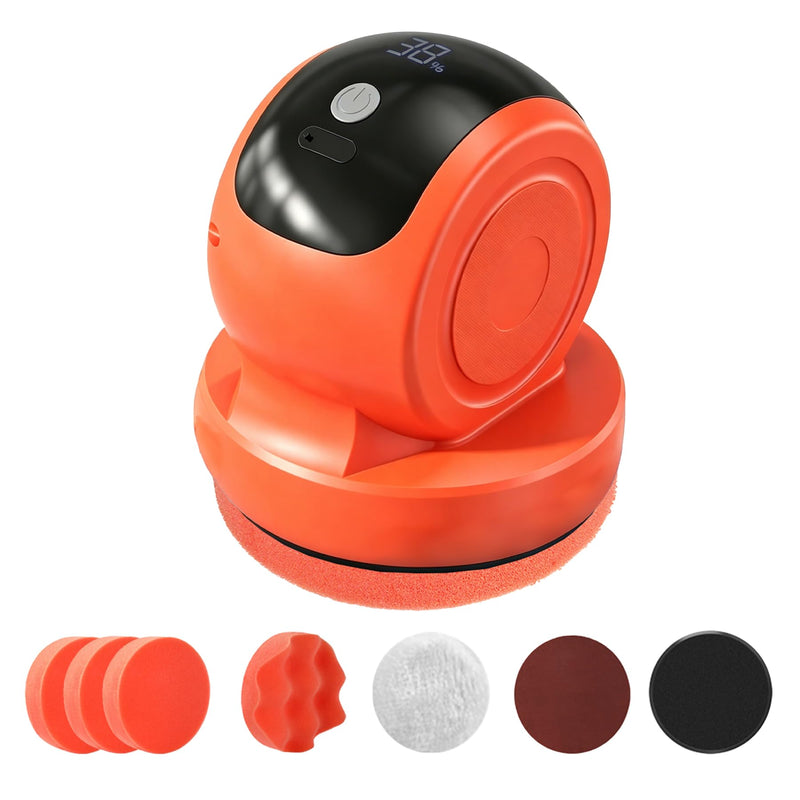 Cordless Car Buffer Polisher, 1800RPM 3-Speed Mini Car Polisher with 4000mAh Battery, USB-C Rechargeable Car Buffer with LCD Display, 6-Pad Car Detailing Kit for Waxing & Buffing