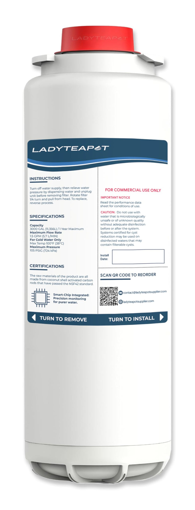 Water Filter Replacement, Compatible with Elkay 51300C ezH20, EWF3000 and Halsey Taylor Bottle Filling Stations (With Chip - 1 Pack) White