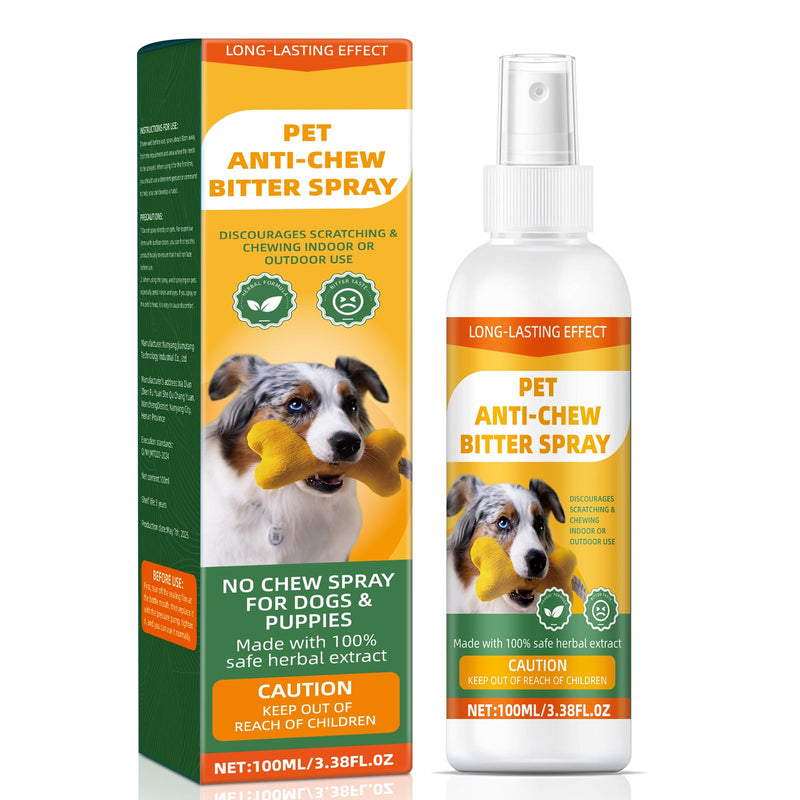 Dog Bitter Anti‑Chew Training Spray, Natural Gentle Formula Deterrent, Discourage Chewing Licking & Biting, Safely Protect Furniture Shoes & Belongings (Gentle Bitter) Gentle Bitter