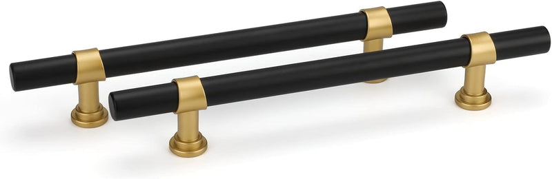 Goldenwarm 30 Pack 5 Inch Black and Gold Cabinet Handles, Zinc Alloy 5 Inch Pull Black & Matte Gold