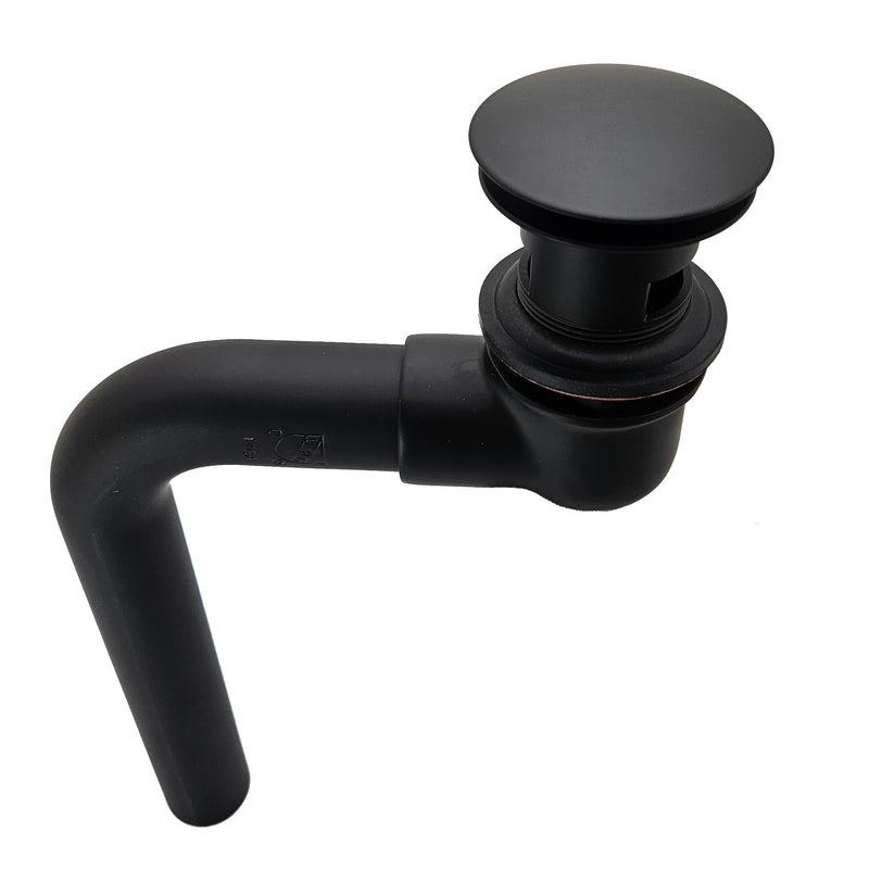 Westbrass 1-1/4" Tip-Toe Offset Overflow Lavatory Drain, 17 Gauge Brass Sink Drain with 1-1/4" Tailpiece, Fits 1-1/2" Opening, Fully Finished Exposed Installation, Matte Black
