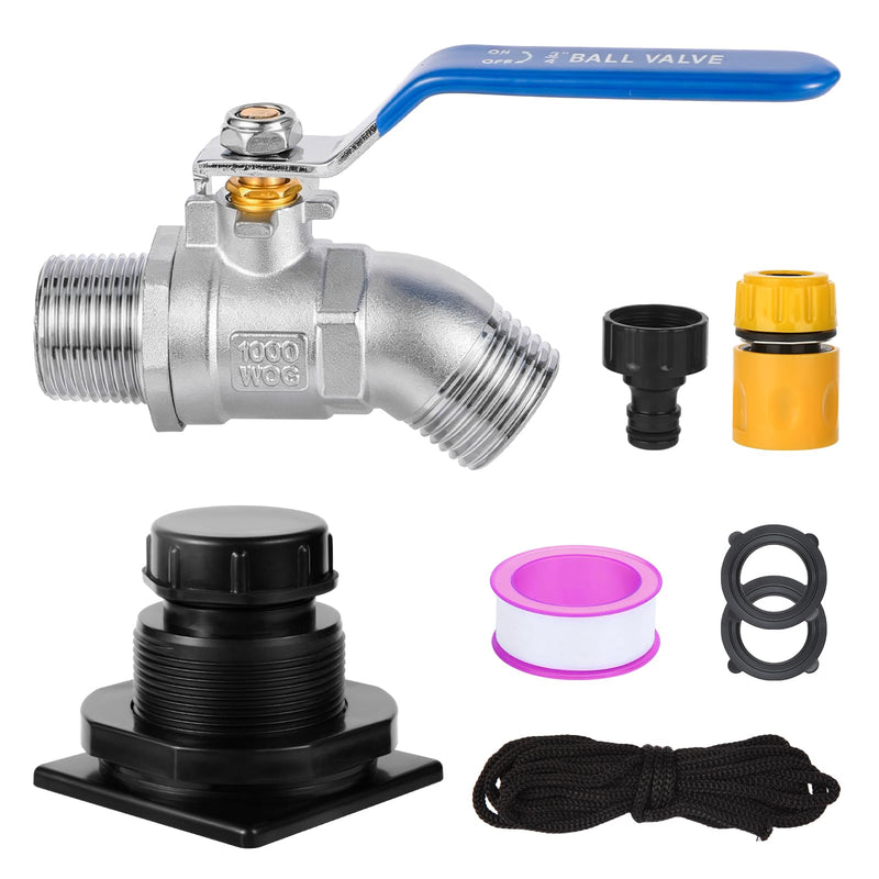 Stock Tank Drain Plug Kit for rubbermaid Commercial 50 70 100 150 300 Gallon Stock Tanks with 3/4" NPT ×3/4" GHT Stainless Hose Faucet Garden Hose Connector
