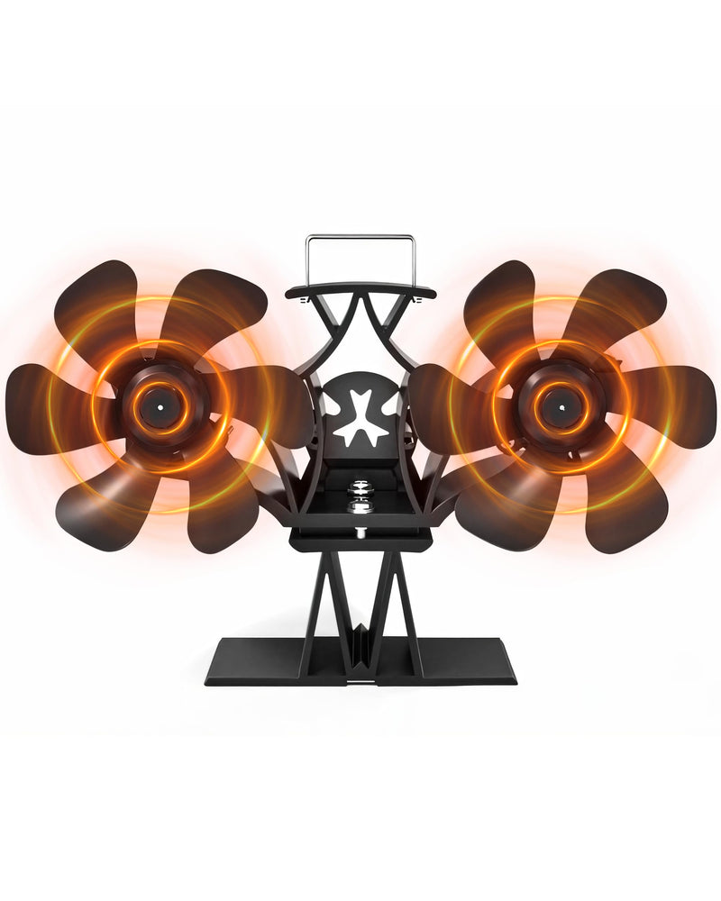 Wood Stove Fan Heat Powered, Dual Motor Fireplace Fan for Log Burning Stove 12 Blades Medium Fan