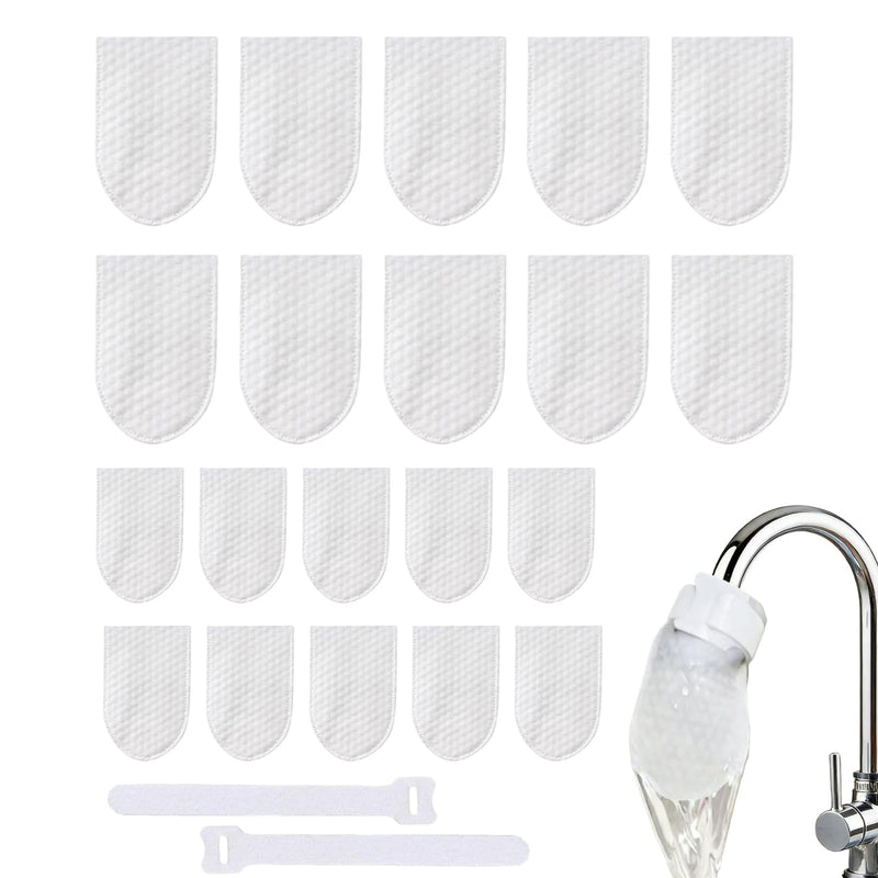 Faucet Filter Cotton Bags, 100 Pieces Universal Bathroom Faucet Filter White, Cloth, 5x10cm, Multi-Layer Filtration, Splash-Proof