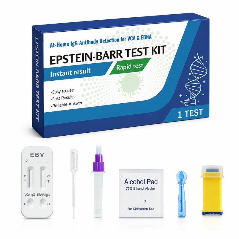 Epstein Barr (EBV) Test at-Home Testing，Easy to Read and use，Quick Results Within 15 Minutes，Against The Epstein-Barr Virus’s VCA and EBNA，Highly Accurate.