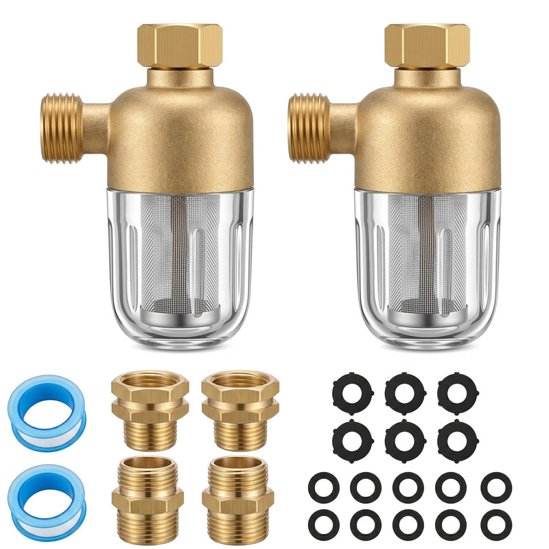 2 Pack Washing Machine Water Filter 50 Micron Brass Inline Filter