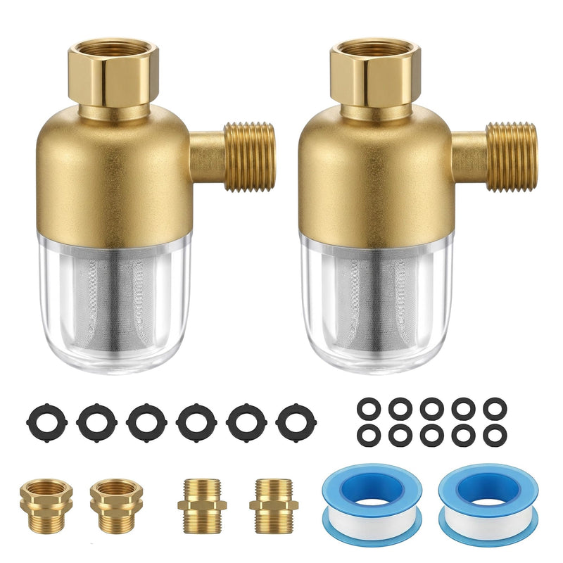 Washing Machine Inline Water Filter 2 Pack, Brass Sediment Filters