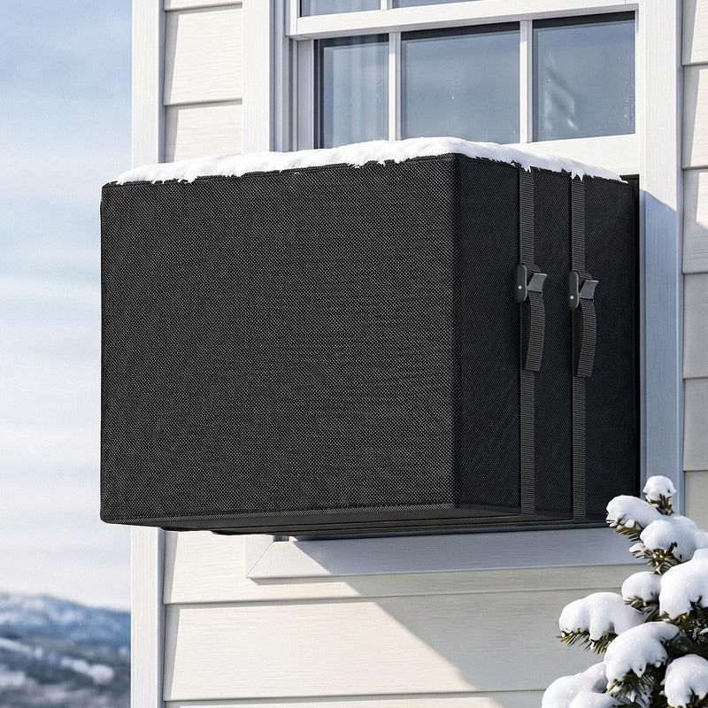 Window Air Conditioner Cover for Outside, 3 Layers Winter Insulation for Window AC Unit, Waterproof & Windproof & Dustproof, Heavy Duty Air Conditioner Covers Outdoor , 17"W x 13"H x 12"D, Black
