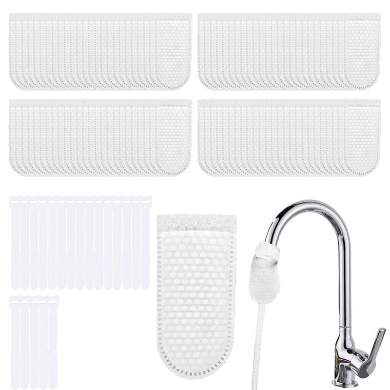 Faucet Filter Cotton Bag,100 Pack with 20 Cable Ties,Replacement Filter Bag