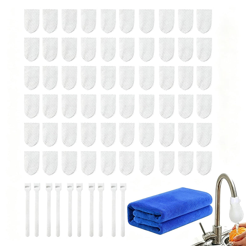 100PCS Faucet Filter Cotton Bag,High Density Faucet Filter Bag with 10 Ties,Splash Proof Cotton Pouch Kit, Tap Cartridge with Sediment Barrier for Kitchen, Home