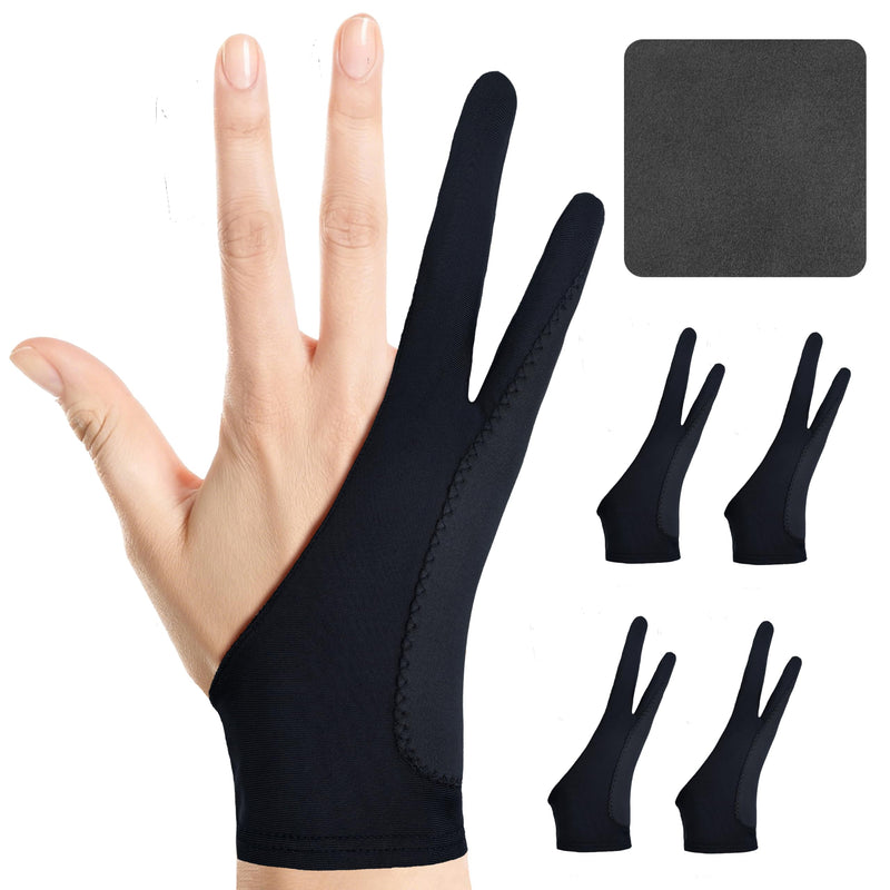 Artist Drawing Glove: 3-Layer Palm Rejection for iPad & Drawing Tablets Midnight Ink(4 Pack) Large