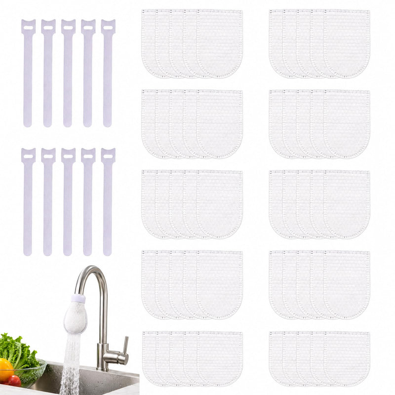 BOXOB 50pcs Universal Faucet Filter Bags & 10 Straps for Kitchen Sink
