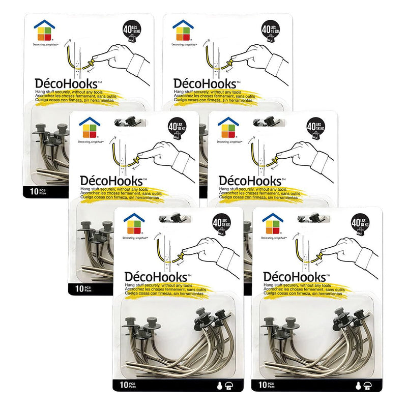 DecoHooks Small Head 10 pc Project Pack 40 lb, Pack of 6
