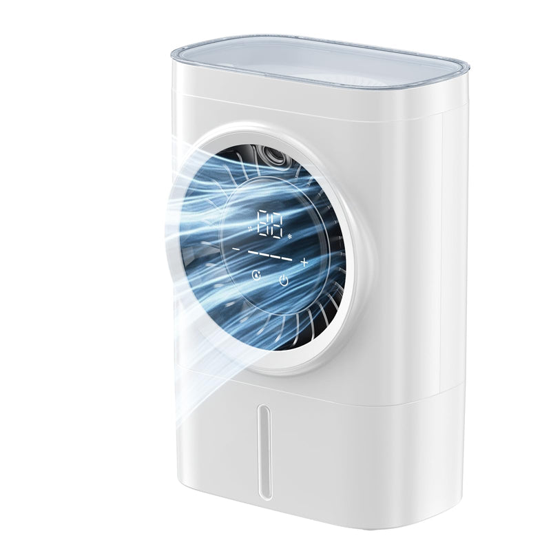 Portable Evaporative Air Cooler Fan with Mist, Touch Control, LED Display, Water Tank, Desktop Cooling