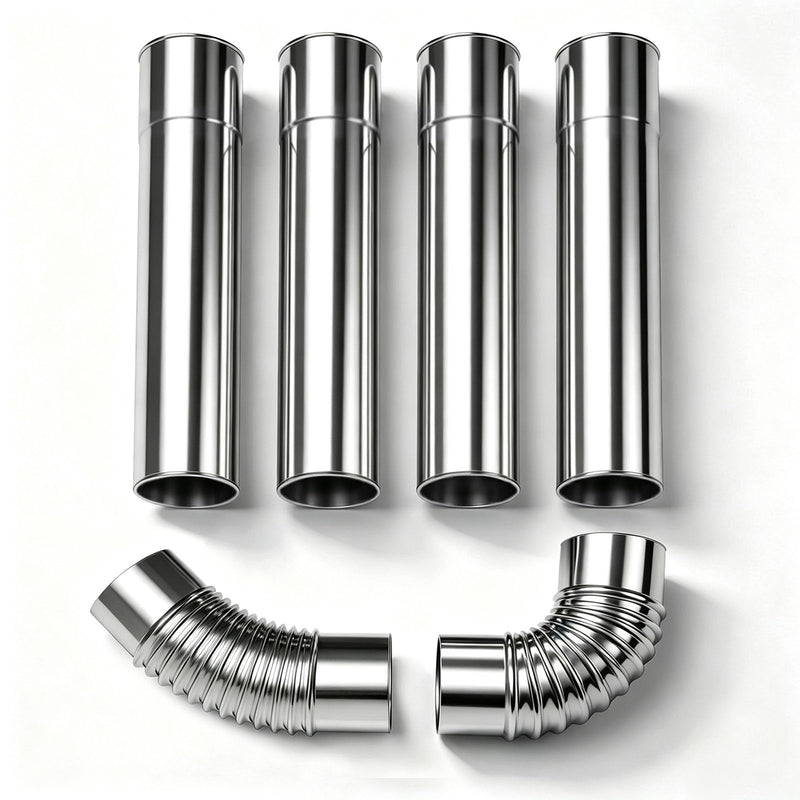 2.36" Camping Stove Chimney Pipe Kit, 6Pcs Tent Stove Exhaust 4 Pipes + 45°&90°