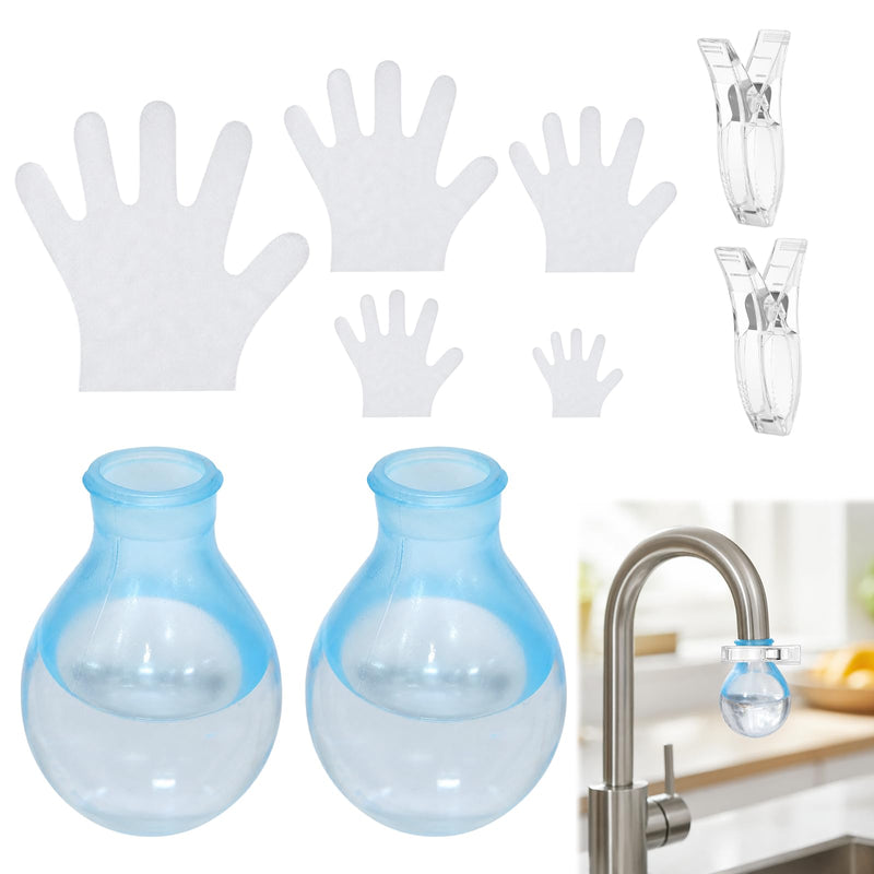 9Pcs Faucet Descaling Gadget for Limescale Removal - Reusable Silicone Cover Gadget Tap Faucet Cleaner with Clip and Disposable Gloves Fits for Most Kitchen & Bathroom (0.79-2.5IN)