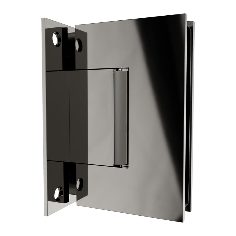 Brixwell V537PN Wall Mount Full Back Plate Hinge 4" Height for 3/8" to 1/2" Monolithic Tempered Glass 5 Degree Preset Yes Polished Nickel Finish