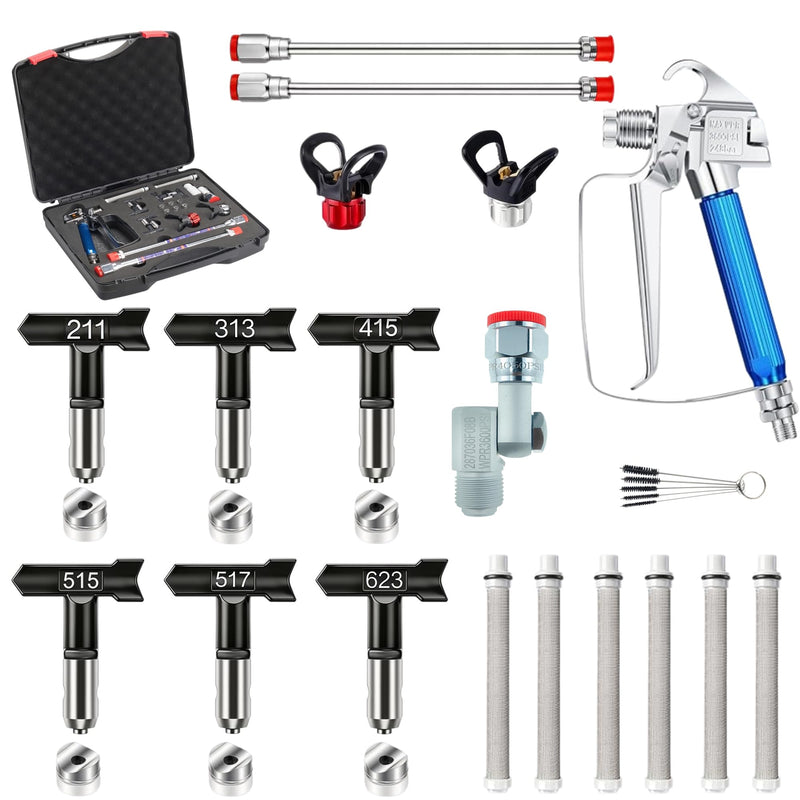 Airless Paint Spray Gun Kit, 3600 PSI, Tips, Extension Wand, Swivel Joint
